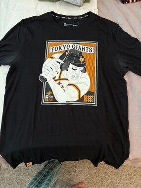 Under Armour Black Tokyo Giants Graphic Tee with Orange and White Art